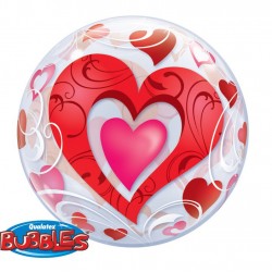 Bublinový balónek Srdce s ornamenty 56cmBublinový balónek Srdce s ornamenty