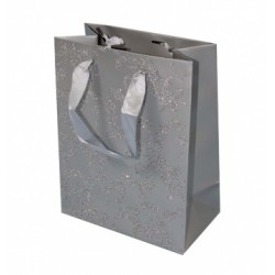 Papírová dárková taška stříbrná s glitry