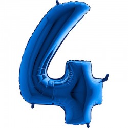 Balónek fóliový číslo 4 modrý 102 cm