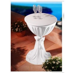 Kulatý bistro stolek s bílým potahem - půjčovnaKulatý bistro stolek s bílým potahem - půjčovna
